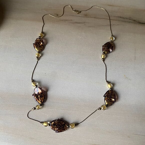 ALX 925 Italy Sterling Silver Boho Earthtone Art Glass Swirled Station Necklace - Picture 7 of 15